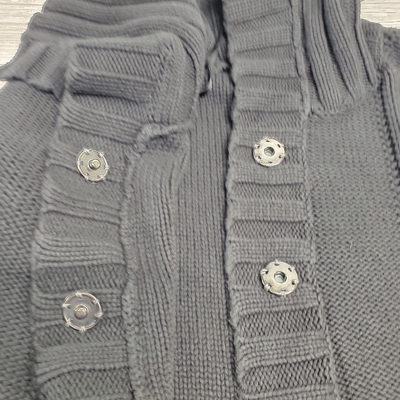 Kenneth Cole Reaction Black Ribbed Knit Short Sleeve Cardigan Sweater Size S Y2K - Picture 8 of 13